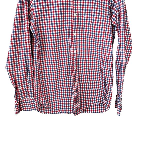 J Crew Mens Slim Fit Red Blue Checkered Button Down Shirt Plaid Small Nautical - Picture 4 of 7
